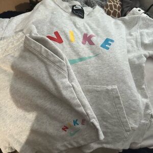 Nike Heather Gray Hoodie with Colorful Logo